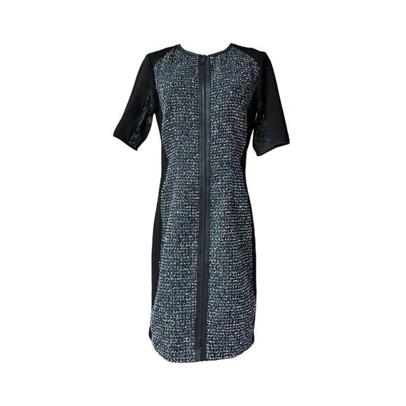 ELI TAHARI EUC front zip Tweed midi in Black multi Size L - Picture 2 of 8